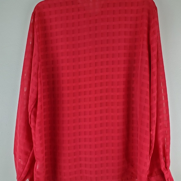 LIZ BAKER Red Blouse button-down Size 16 Sheer - Picture 2 of 7